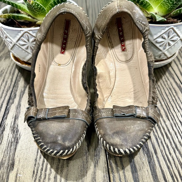 Prada Gray Flats Loafers Size 7 - Picture 1 of 8